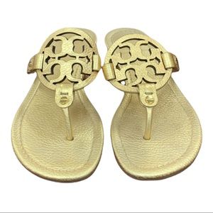 Tory Burch Gold Miller Flat Sandal Sz 5.5